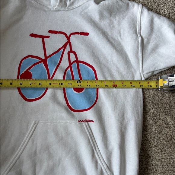 Marushka Hand Printed Bicycle Hoodie Women's White Sweatshirt Size Small - Picture 7 of 9